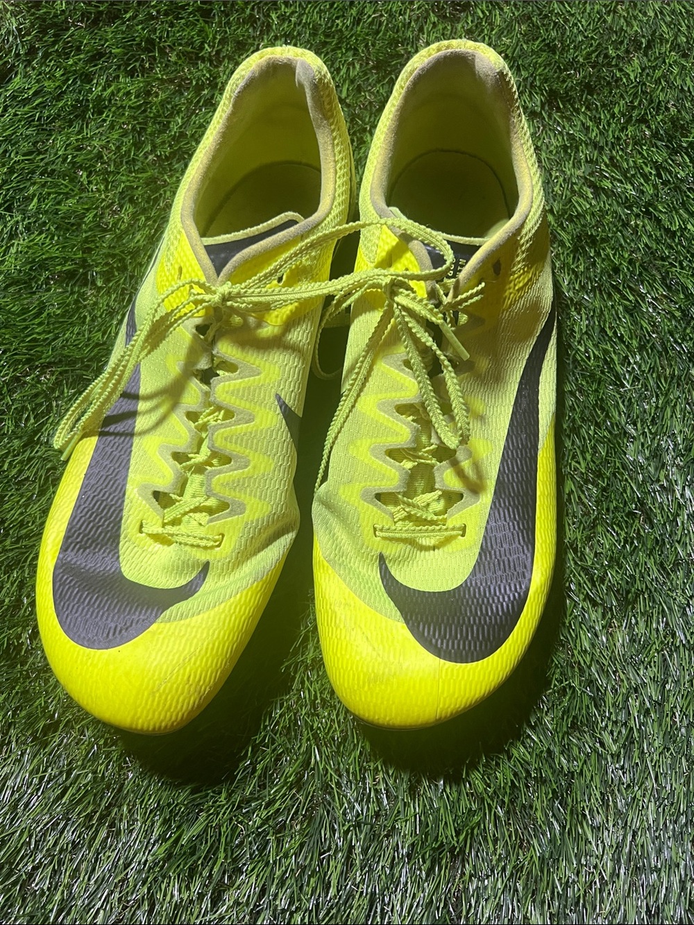 Nike Neon Yellow and Black Sprint Track Shoes
